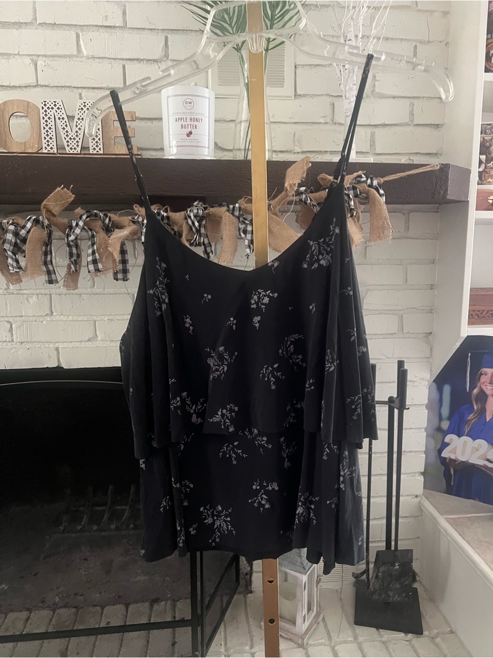 Mudd Black Floral Cold-Shoulder Cami